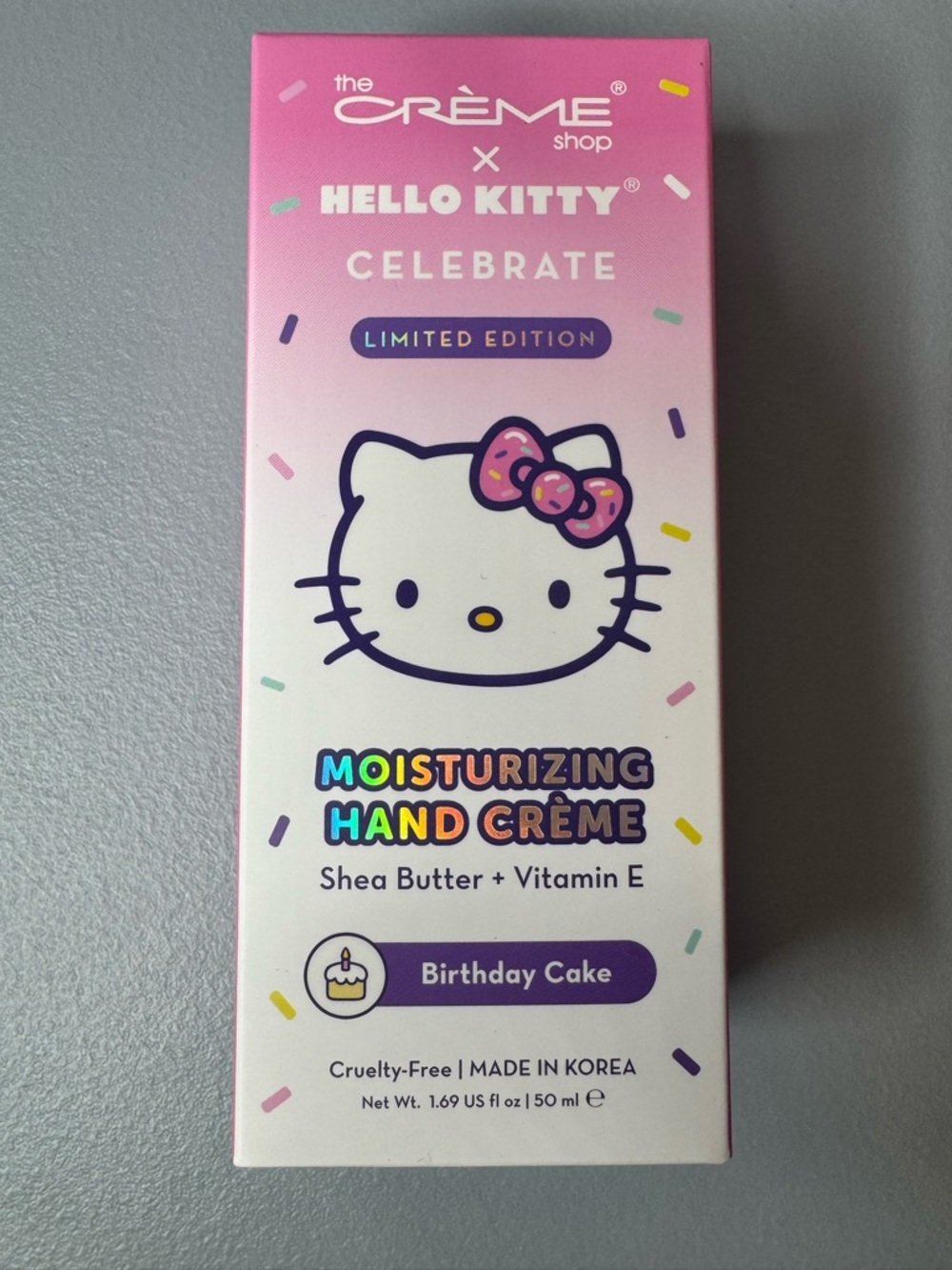 The Crème Shop x Hello Kitty Moisturizing Hand Crème in birthday cake limited